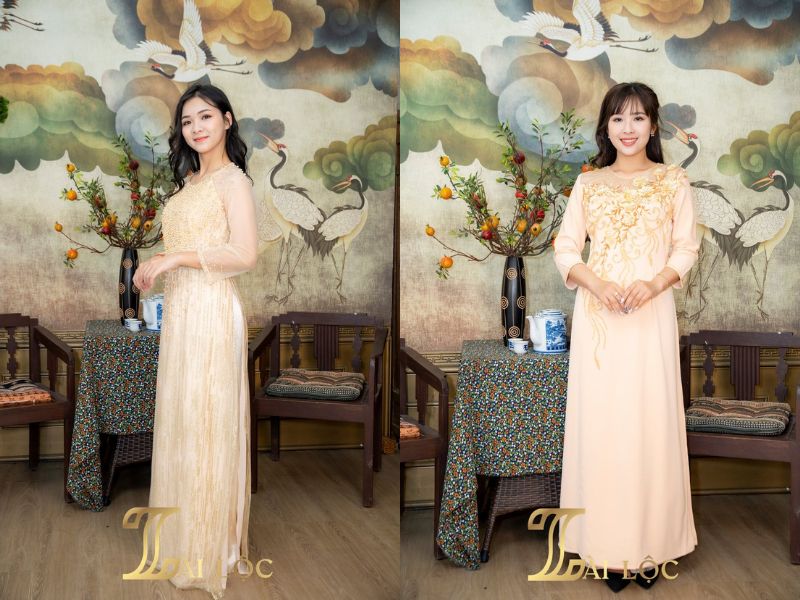 Áo Dài Màu Kem