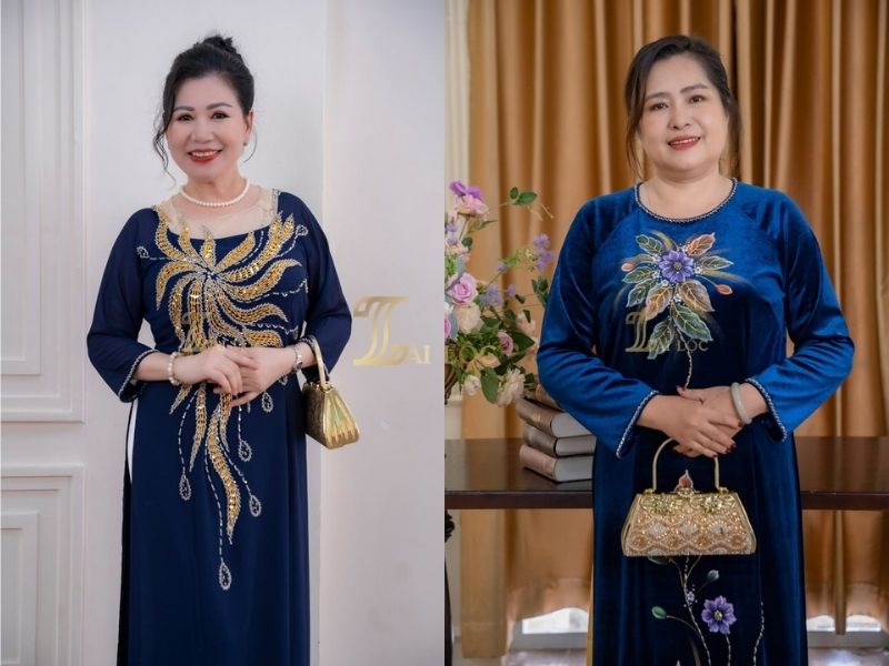 Áo dài trung niên cổ vuông Áo dài trung niên cổ vuông
