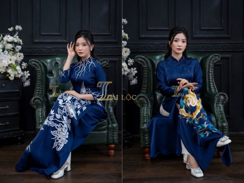 Áo dài trung niên lụa sang trọng Áo dài trung niên lụa sang trọng