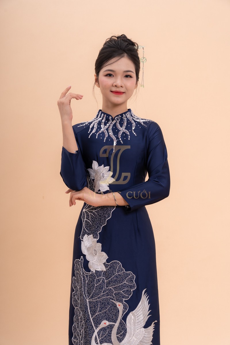 Đôi nét về áo dài bà sui xanh lụa thêu chim hạt sen trắng XL-BSXL70 Đôi nét về áo dài bà sui xanh lụa thêu chim hạt sen trắng XL-BSXL70
